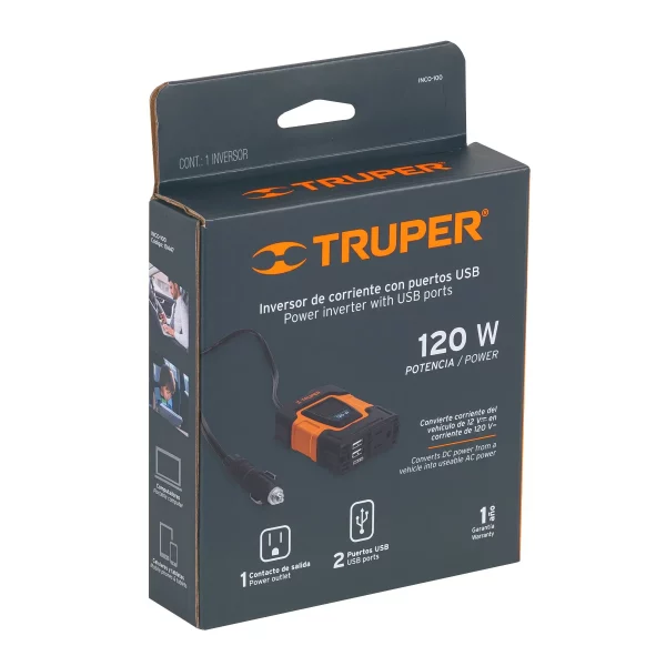 Inversor De Corriente De 120 W Con Puertos USB, Truper - Image 4