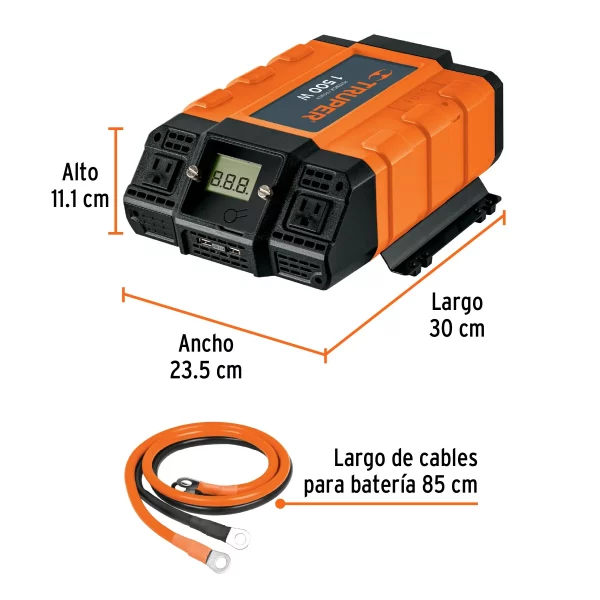 Inversor De Corriente De 1500 Wats Con Puerto USB, Truper - Image 2