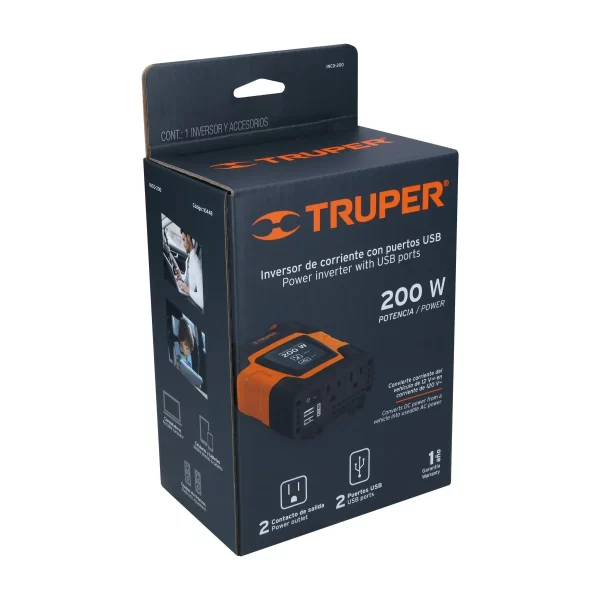 Inversor De Corriente De 200 W Con Puertos USB, Truper - Image 5