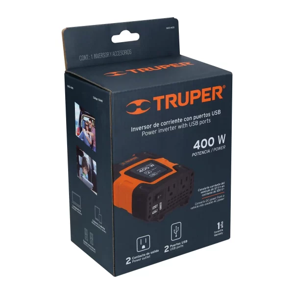 Inversor De Corriente De 400 W Con Puertos USB, Truper - Image 6