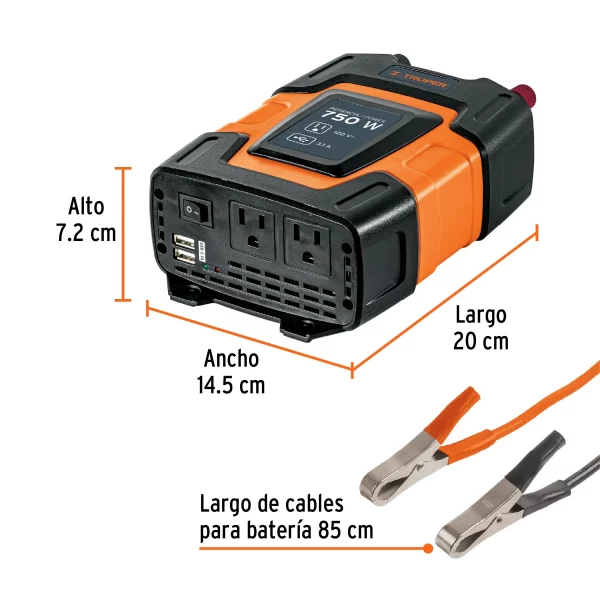 Inversor De Corriente De 750 W Con Puertos Usb, Truper - Image 2