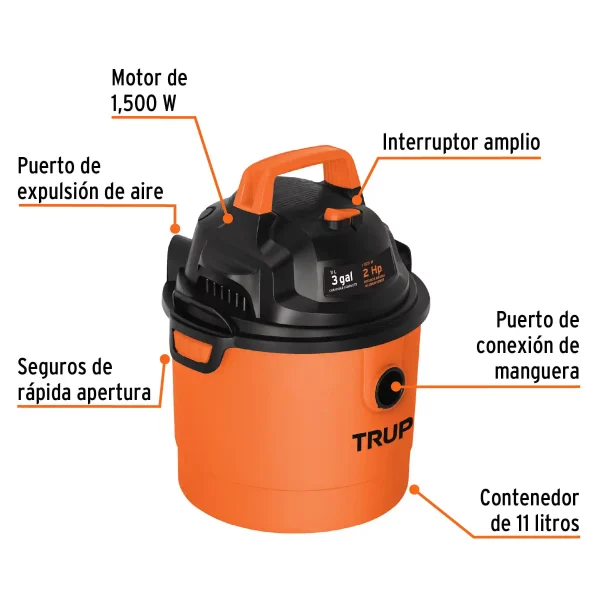 Aspiradora De Sólidos Y Líquidos De 3 Gal, Plástica, Truper - Image 5