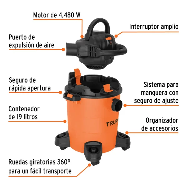 Aspiradora/Sopladora De Sólidos Y Líquidos 5 Gal, Plástica - Image 4