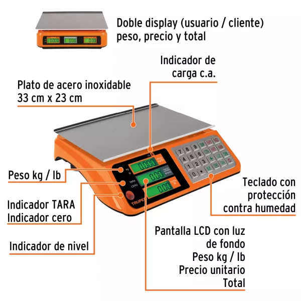 Báscula Electrónica Multifunciones 40 Kg, Truper - Image 5