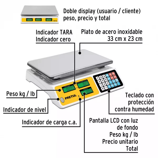 Báscula Electrónica Multifunciones 40 Kg, Pretul - Image 4