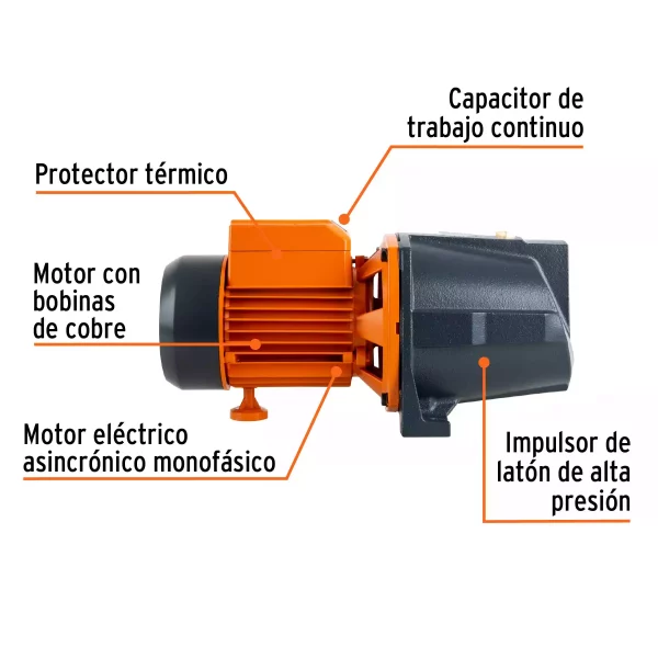 Bomba Eléctrica Tipo Jet Para Agua, Hierro, 1/2 HP, Truper - Image 4