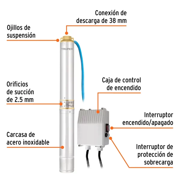 Bomba Sumergible Para Pozo Profundo, 1 -1/2 HP, Agua Limpia - Image 4