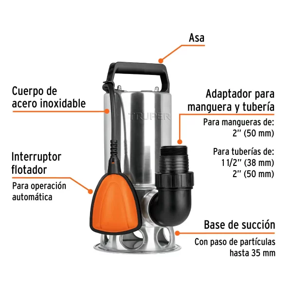 Bomba Sumergible Metálica Para Agua Sucia 1 HP - Image 4