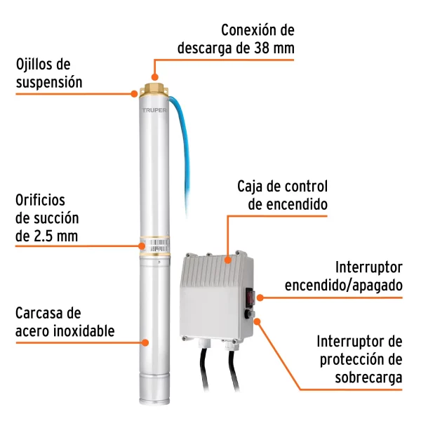 Bomba Sumergible Para Pozo Profundo, 2 HP, Agua Limpia - Image 4