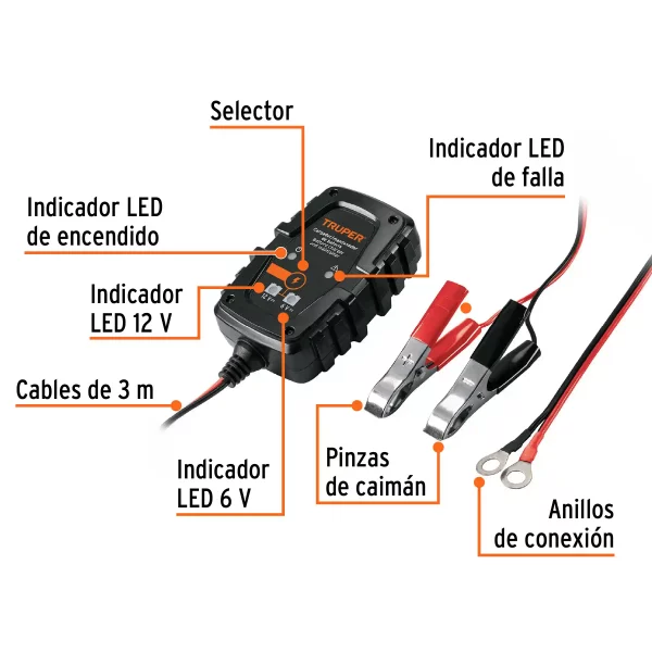 Cargador De 1 A Para Baterías De 6 Y 12V, Truper - Image 5