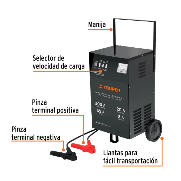 Cargador De 200 A Para Baterías De 12 V, Con Ruedas, Truper - Image 5