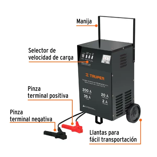 Cargador De 140 A Para Baterías De 12 V, Con Ruedas, Truper - Image 5