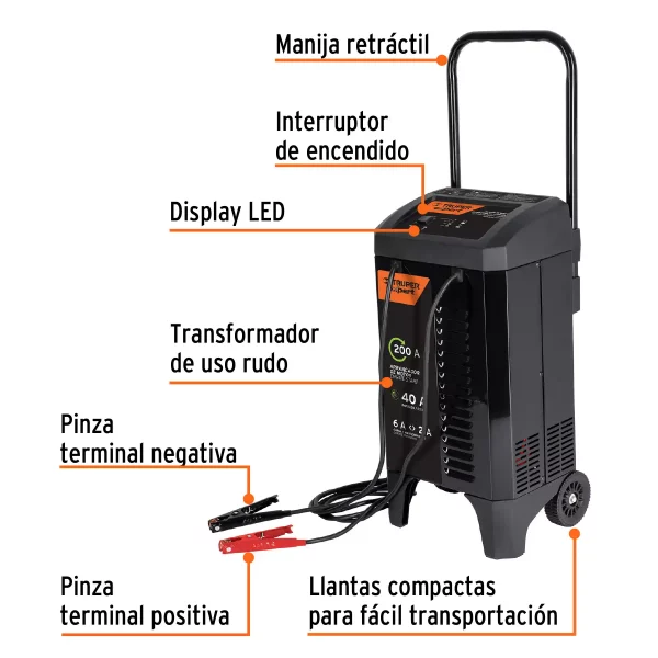 Cargador De 200 A Para Baterías De 12 V, Con Ruedas, Expert - Image 5